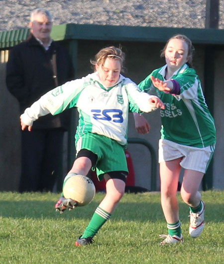 Action from the 2012 ladies under 14 match between Aodh Ruadh and Saint Naul's.