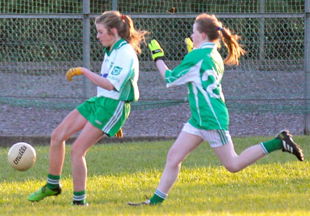 Action from the 2012 ladies under 14 match between Aodh Ruadh and Saint Naul's.