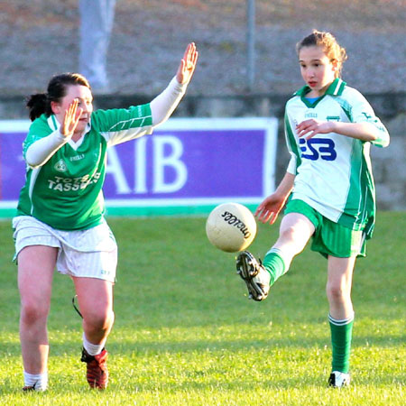 Action from the 2012 ladies under 14 match between Aodh Ruadh and Saint Naul's.