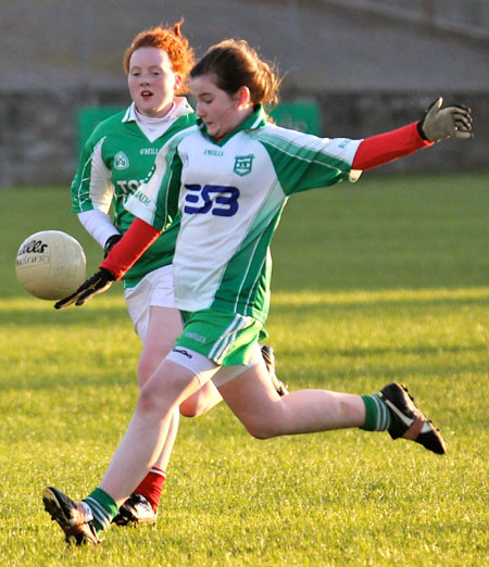 Action from the 2012 ladies under 14 match between Aodh Ruadh and Saint Naul's.