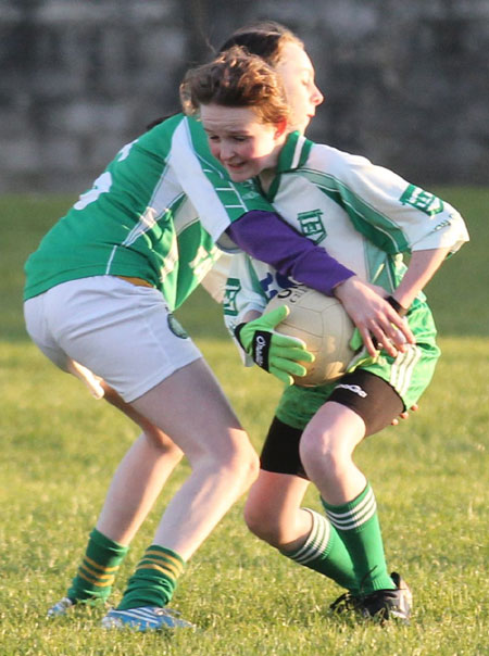 Action from the 2012 ladies under 14 match between Aodh Ruadh and Saint Naul's.