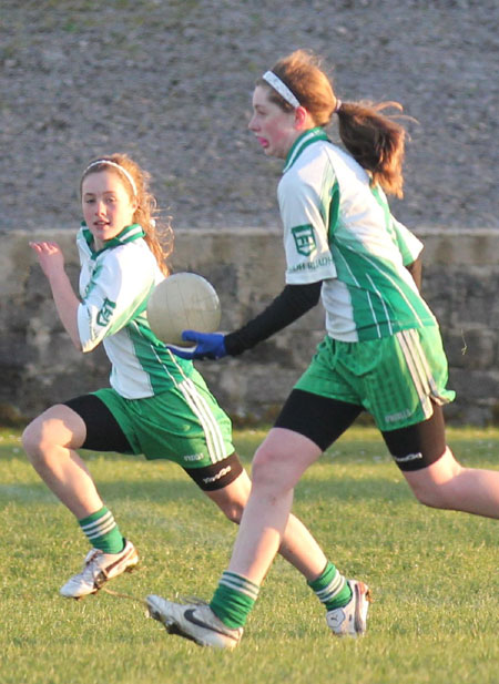 Action from the 2012 ladies under 14 match between Aodh Ruadh and Saint Naul's.