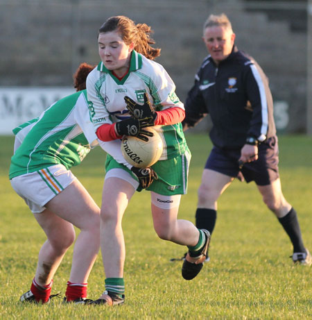 Action from the 2012 ladies under 14 match between Aodh Ruadh and Saint Naul's.