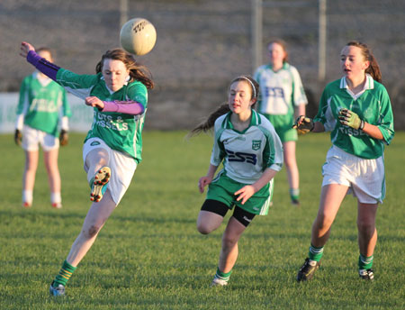 Action from the 2012 ladies under 14 match between Aodh Ruadh and Saint Naul's.