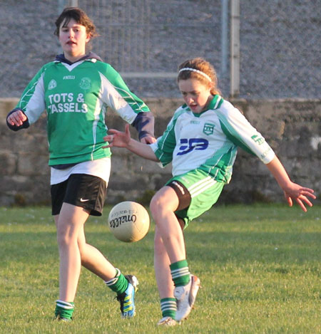 Action from the 2012 ladies under 14 match between Aodh Ruadh and Saint Naul's.