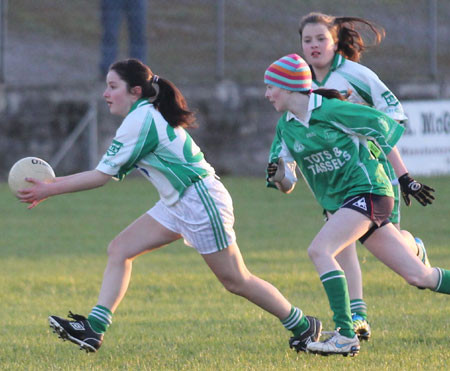 Action from the 2012 ladies under 14 match between Aodh Ruadh and Saint Naul's.