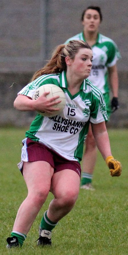 Action from the 2012 ladies under 14 match between Aodh Ruadh and Saint Naul's.