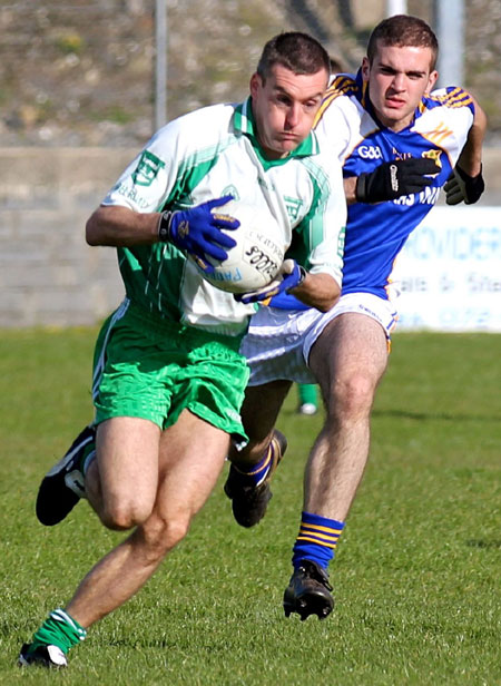 Action from the division three senior reserve football league match against Muff.