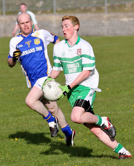 Action from the division three senior reserve football league match against Muff.