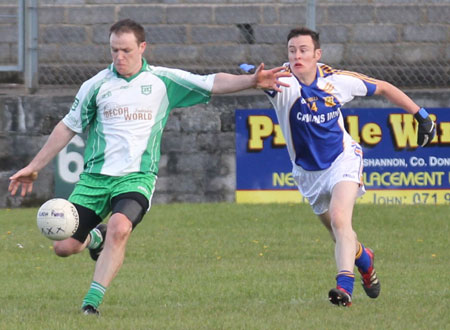 Action from the division three senior reserve football league match against Muff.