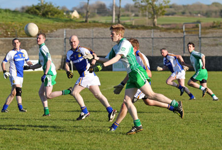 Action from the division three senior reserve football league match against Muff.