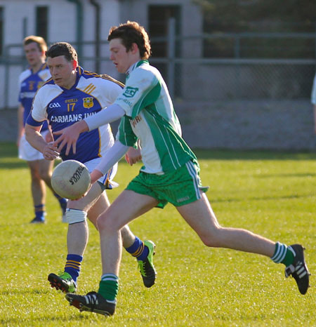 Action from the division three senior reserve football league match against Muff.