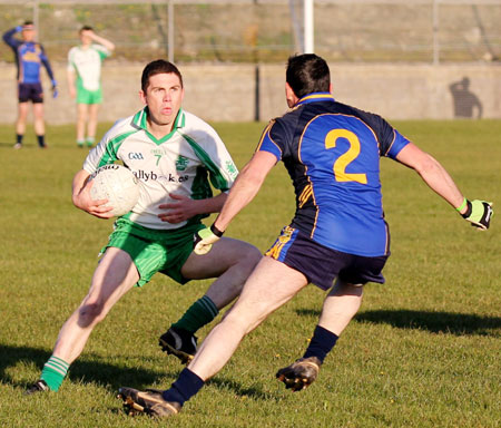 Action from the division three senior football league match against Muff.