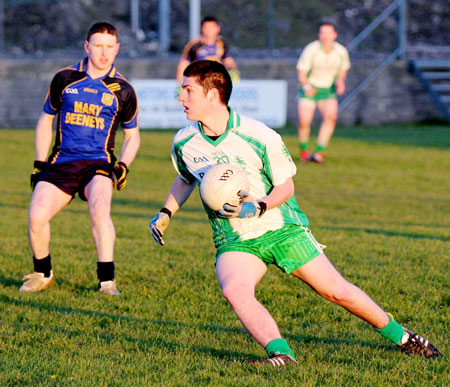 Action from the division three senior football league match against Muff.