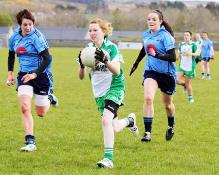 Action from the 2012 ladies senior match between Aodh Ruadh and Milford.