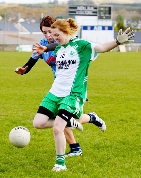 Action from the 2012 ladies senior match between Aodh Ruadh and Milford.