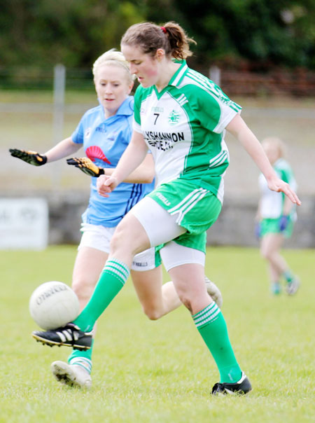 Action from the 2012 ladies senior match between Aodh Ruadh and Milford.