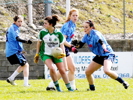 Action from the 2012 ladies senior match between Aodh Ruadh and Milford.