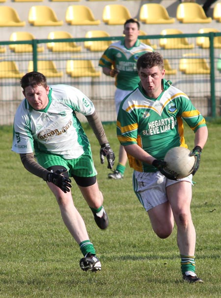 Action from the division three senior reserve football league match against Naomh Columba.