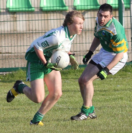 Action from the division three senior reserve football league match against Naomh Columba.