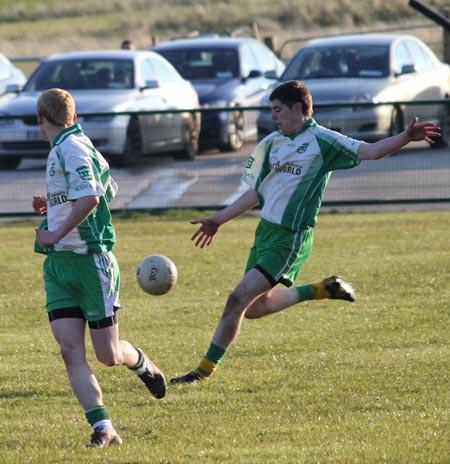 Action from the division three senior reserve football league match against Naomh Columba.