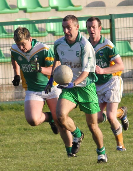 Action from the division three senior reserve football league match against Naomh Columba.