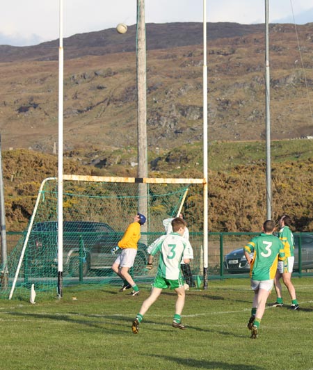 Action from the division three senior reserve football league match against Naomh Columba.