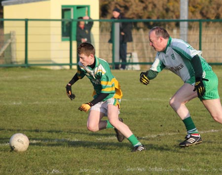 Action from the division three senior reserve football league match against Naomh Columba.