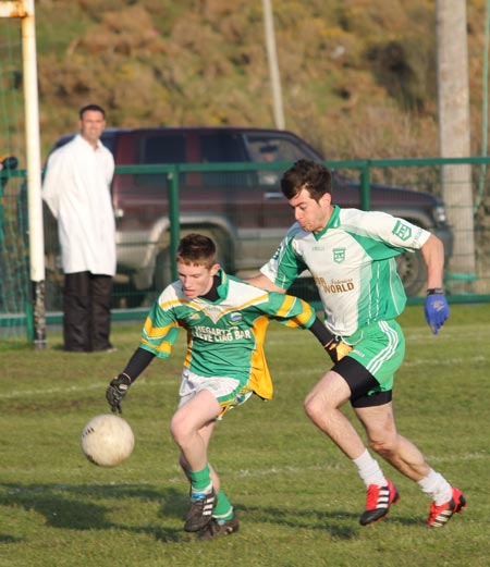 Action from the division three senior reserve football league match against Naomh Columba.