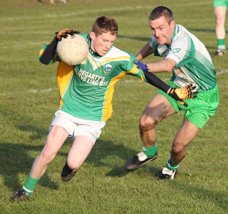 Action from the division three senior reserve football league match against Naomh Columba.