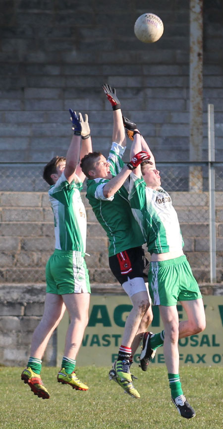 Action from the division three senior football league match against Urris.