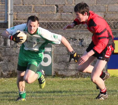 Action from the division three senior football league match against Urris.