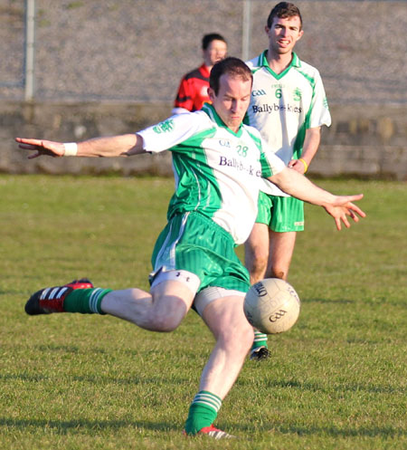 Action from the division three senior football league match against Urris.