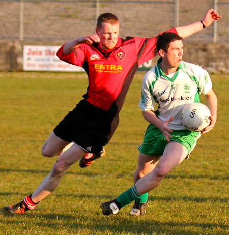 Action from the division three senior football league match against Urris.