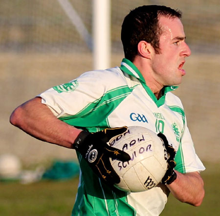 Action from the division three senior football league match against Urris.