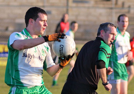 Action from the division three senior football league match against Urris.