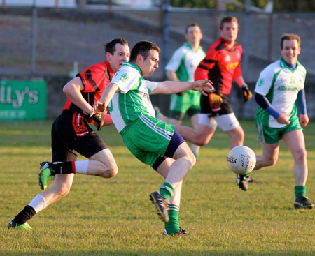 Action from the division three senior football league match against Urris.