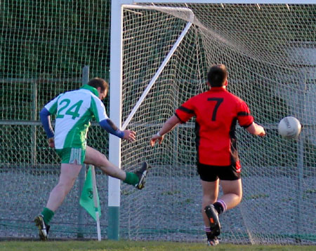 Action from the division three senior football league match against Urris.