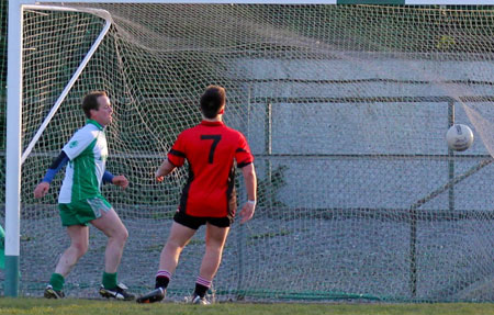 Action from the division three senior football league match against Urris.