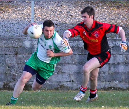 Action from the division three senior football league match against Urris.