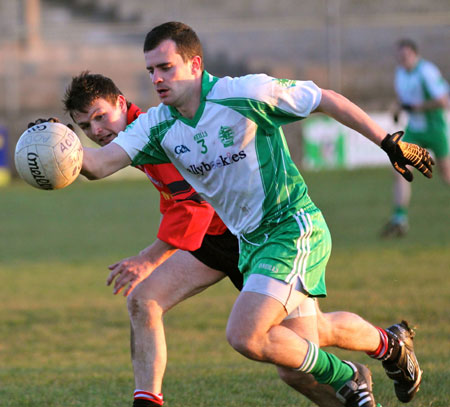 Action from the division three senior football league match against Urris.