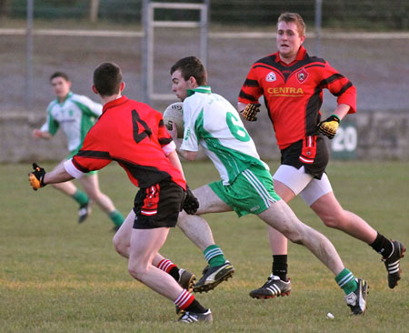 Action from the division three senior football league match against Urris.