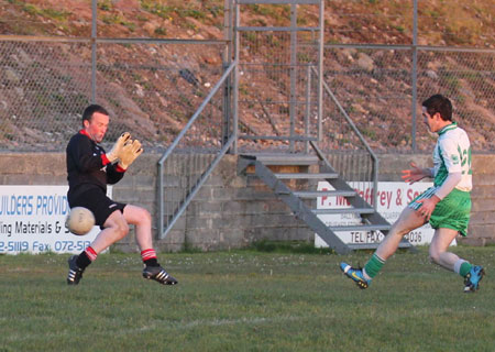 Action from the division three senior football league match against Urris.