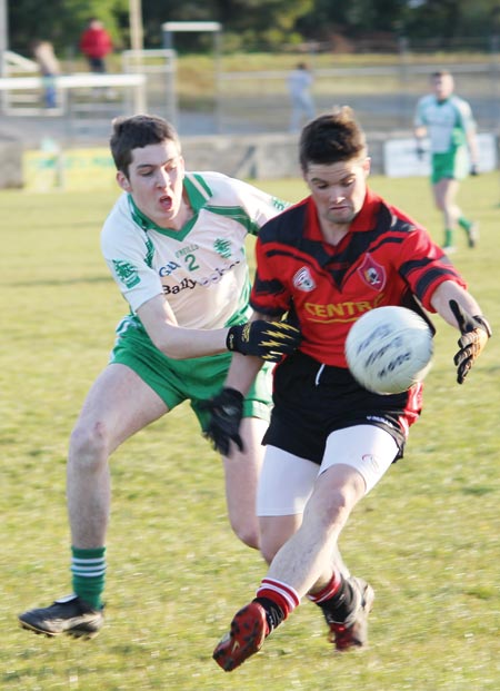 Action from the division three senior football league match against Urris.