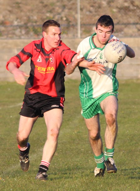 Action from the division three senior football league match against Urris.