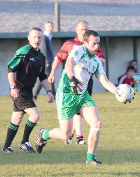 Action from the division three senior football league match against Urris.