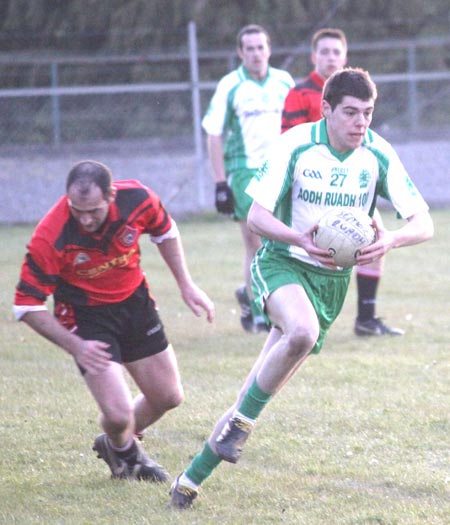 Action from the division three senior football league match against Urris.