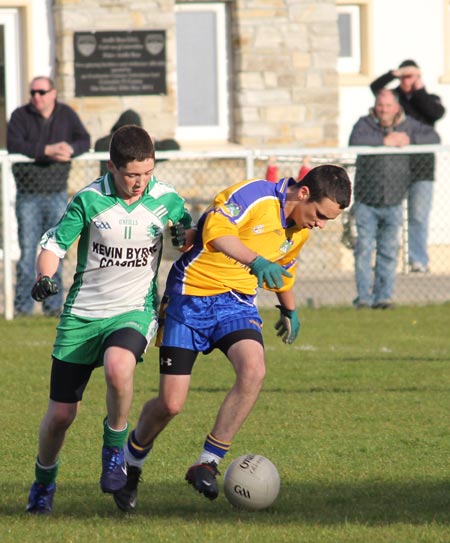 Action from the under 16 county league semi-final between Aodh Ruadh and Burt.