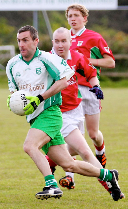 Action from the division three senior reserve football league match against Carndonagh.