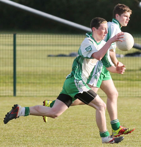 Action from the division three senior reserve football league match against Carndonagh.